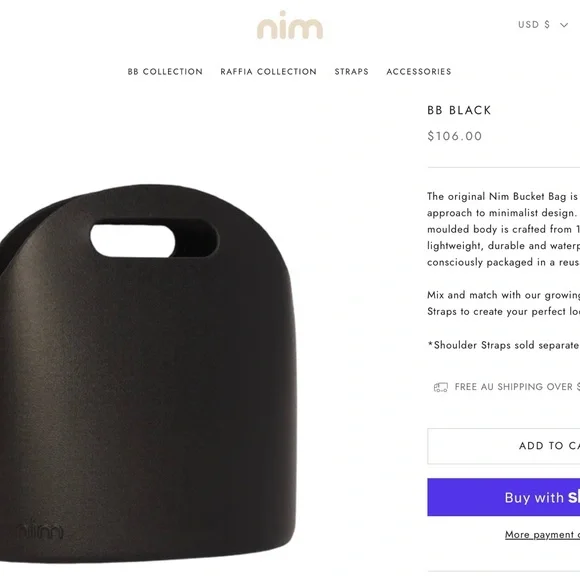 nim Design Black Bucket Bag with Geometric Strap & Removable Pouch - Picture 16 of 16